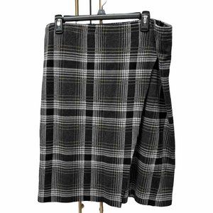 J.Jill Ponte Elastic Wrap Waist Plaid Skirt Womens Sz Large Gray Stretch Career